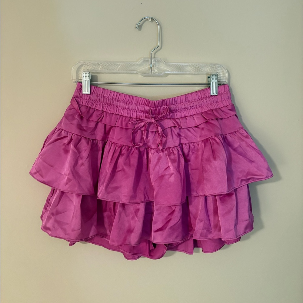 Magenta Ruffled Mini Skirt